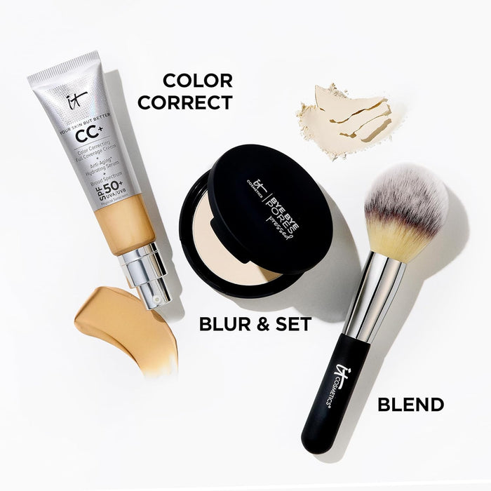 IT Cosmetics Bye Bye Pores Pressed Finishing Powder - Universal Shades - Contains Anti-Aging Peptides, Hydrolyzed Collagen & Antioxidants -