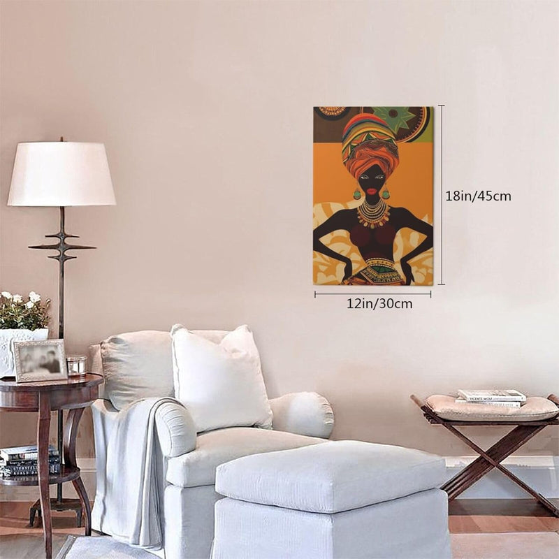 Canvas Wall Art Poster Personalized Pictures Print African Woman Wall Pictures Modern Art Canvas Painting Framed Artwork Aesthetic Poster for Living Room Bedroom Office Home Decor 12x18in