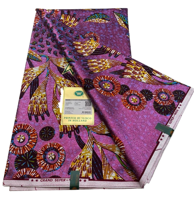 African Fabric Grand Super Wax Hollandais 6 Yards (Gr08)