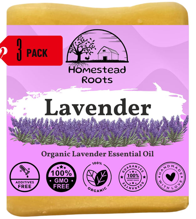 Handcrafted with Grass-Fed Beef Tallow and Organic Oils |Scented with Organic Essential Oils |Artisanal Bar Soap |3 Pack |Each Bar Unique, Beige|