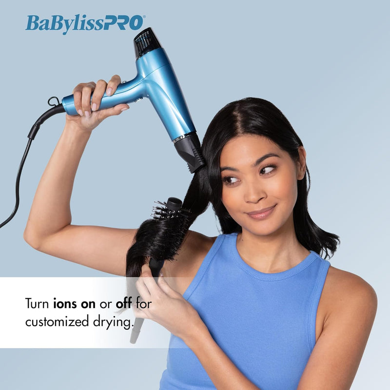 BabylissPRO Nano Titanium Hair Dryer, Professional 1875-Watt Blow Dryer, Ionic Technology Dries Hair Faster With Less Frizz