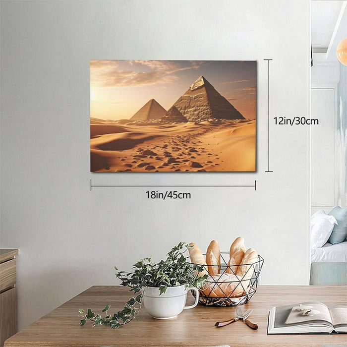 Canvas Wall Art for Living Room Wall Decor 12"x18" Modern Artwork Painting Pictures Hanging Canvas Prints Pyramid Africa Desert Aesthetic Wall Art for Bedroom Bathroom Office Wallart Decor