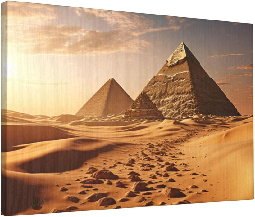 Canvas Wall Art for Living Room Wall Decor 12"x18" Modern Artwork Painting Pictures Hanging Canvas Prints Pyramid Africa Desert Aesthetic Wall Art for Bedroom Bathroom Office Wallart Decor