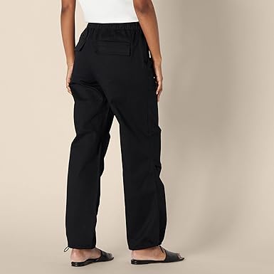 Essentials Women's Mid-Rise Baggy Loose-Fit Wide-Leg Parachute Pants