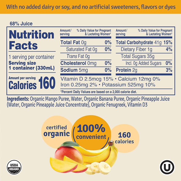 Sweetie Pie Organics Lactation Smoothie, Mango Banana with Apple Pear, Variety Pack, 8 Count