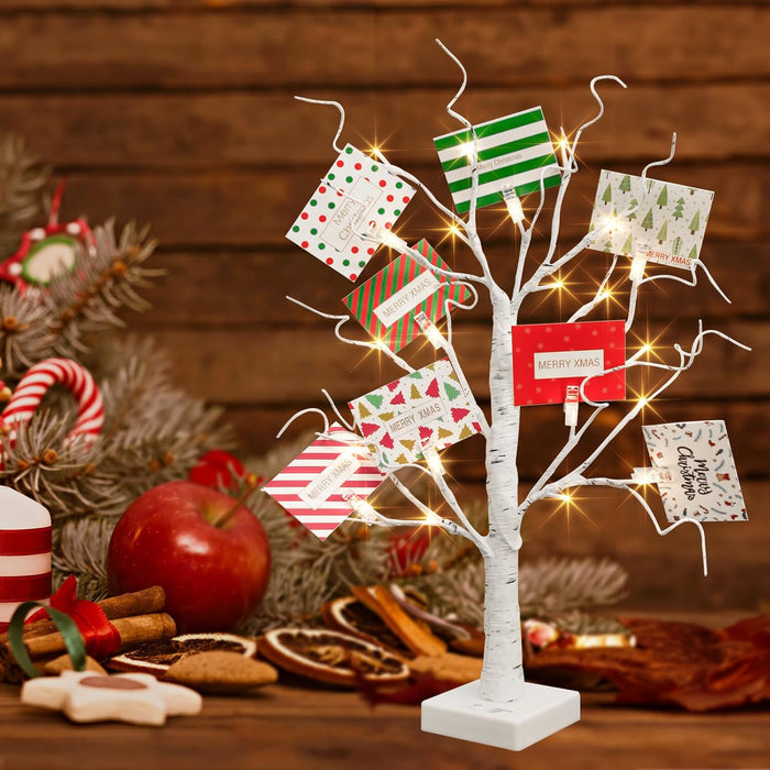 LED Lighted Birch Tree - 2ft Battery Operated Christmas Decor with Timer