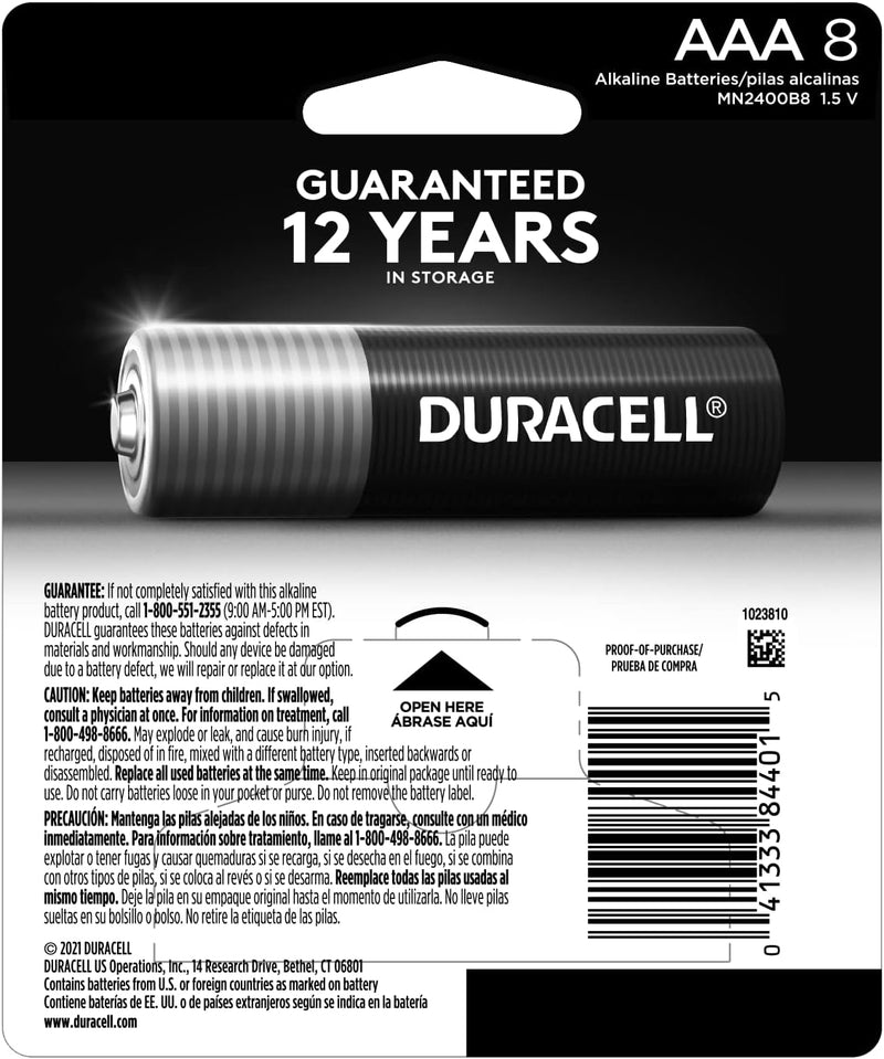 Duracell Coppertop AAA Batteries with Power Boost Ingredients, 8 Count Pack Triple A Battery with Long-Lasting Power, Alkaline AAA Battery for Household and Office Devices (Pack of 3)