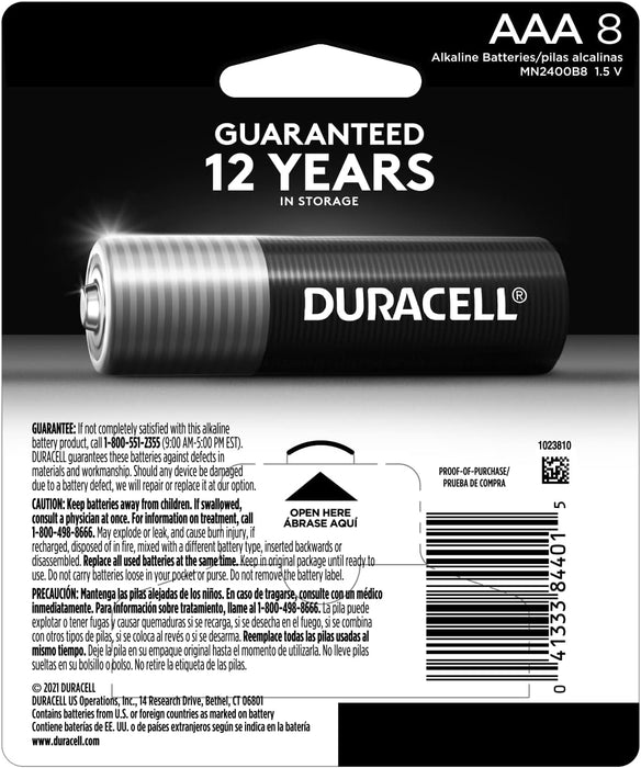 Duracell Coppertop AAA Batteries with Power Boost Ingredients, 8 Count Pack Triple A Battery with Long-Lasting Power, Alkaline AAA Battery for Household and Office Devices (Pack of 3)