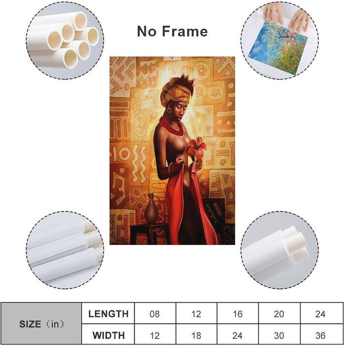 Africa Oil Painting Art Print - African Black Woman Half Nude Art Poster Canvas Print Couple Bedroom Wall Decor Art Canvas Painting Posters And Prints Wall Art Pictures for Living Room Bedroom Decor
