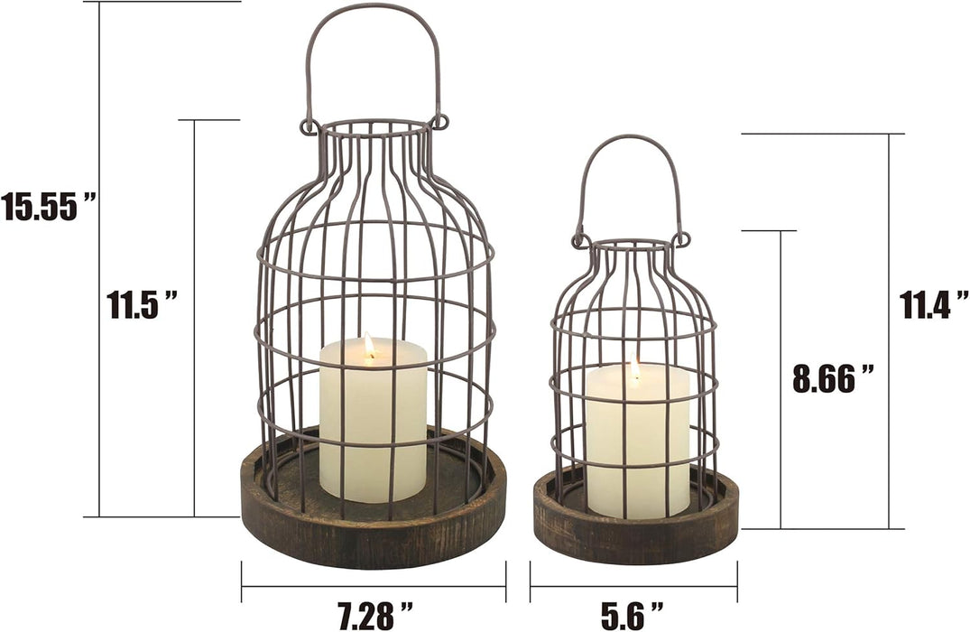 Stonebriar SB-5393C 2PC Wire METAL CLOCHE SET, Set of 2, Brown