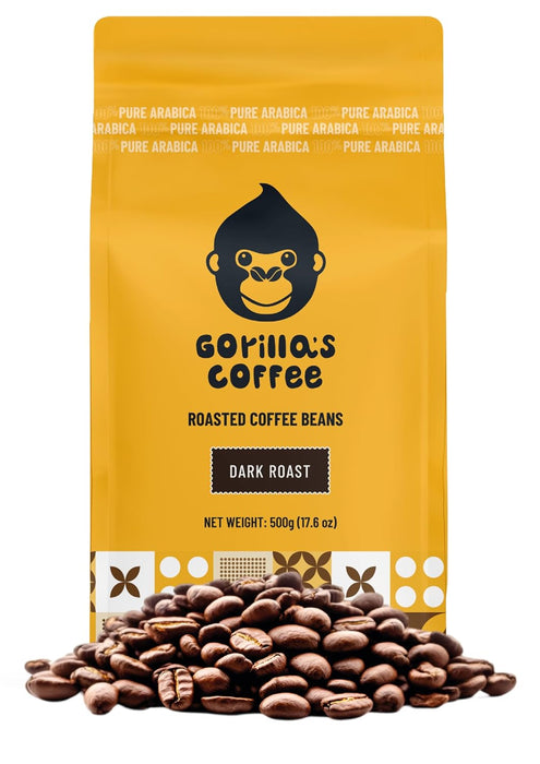 Gorilla's Coffee 100% Arabica - Dark Roast Whole Bean Coffee, Fair Trade, Full Bodied, with Notes of Dark Chocolate | Premium Rwandan Coffee | Rich, Flavorful, and Aromatic