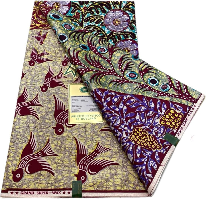 African Fabric Grand Super Wax Hollandais 6 Yards (ML1)