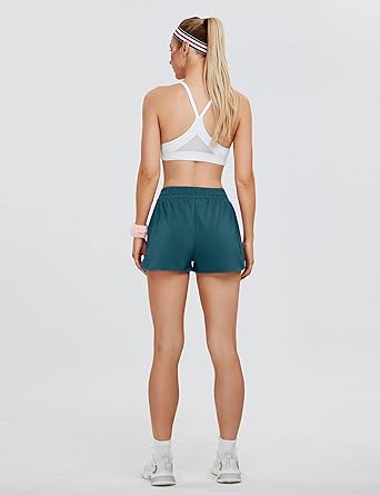 Blooming Jelly Women's Quick-Dry Running Shorts Workout Sport Layer Active Shorts with Pockets 1.75"