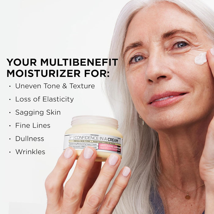 IT Cosmetics Confidence in a Cream - Hydrating & Anti Aging Face Moisturizer, Visibly Reduces Fine Lines & Wrinkles, Up To 48H Hydration, Repairs Skin Barrier, Squalane & Ceramides, For All Skin Types