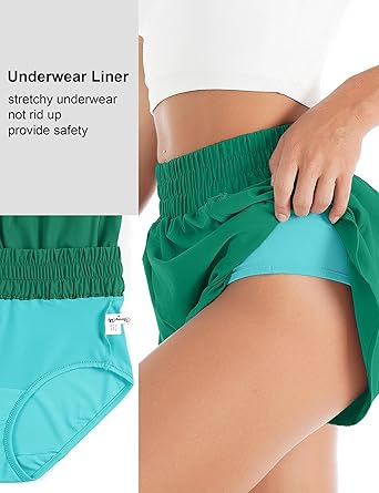 Blooming Jelly Women's Quick-Dry Running Shorts Workout Sport Layer Active Shorts with Pockets 1.75"