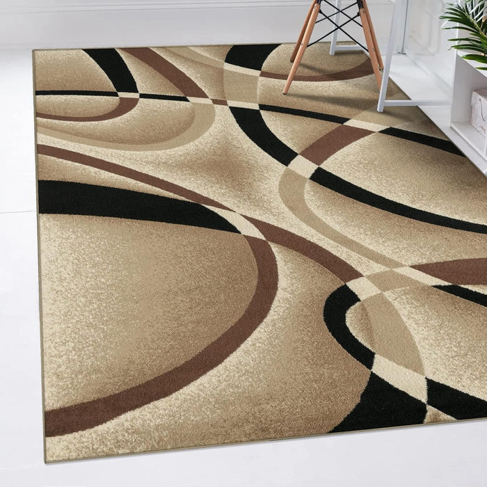 2305 Geometric Abstract Beige 4x5 Area Rugs for Living Room