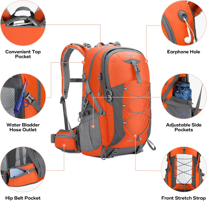 Maelstrom Hiking Backpack,Camping Backpack,40L Waterproof Hiking Daypack with Rain Cover,Lightweight Travel Backpack,Khaki