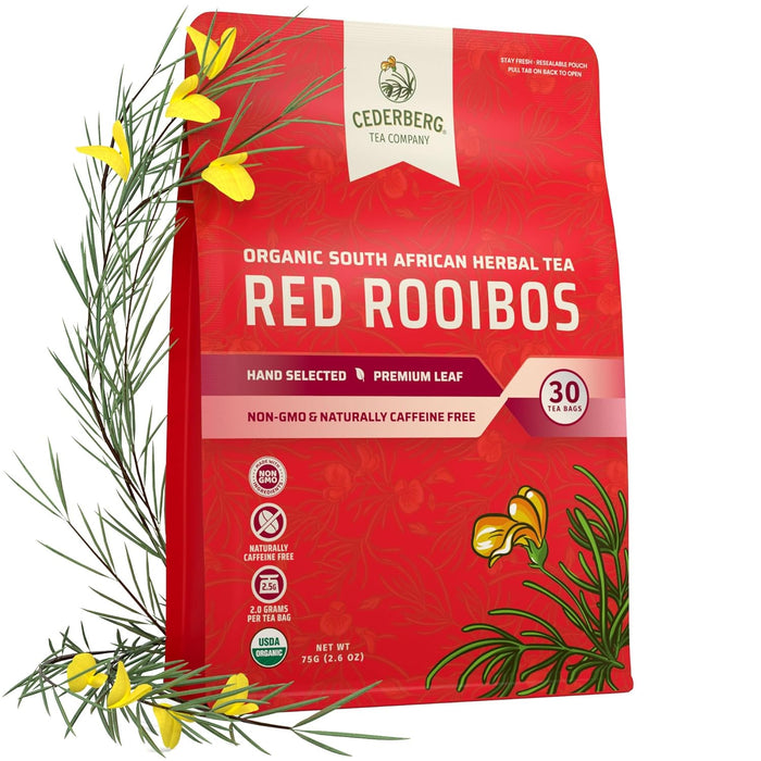 Cederberg Tea Company Organic Herbal Teas Spearmint 100 count & Red Rooibos 30 count Single-Estate Tea Bundle - 130 Tea Bags