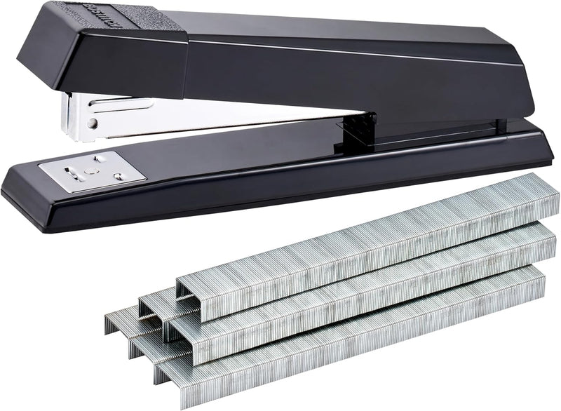 Bostitch Office Stapler, No-Jam Premium for Desktop, Includes 1,250 Staples, Full-Strip, 25 Sheet Capacity, Black| 3 Options