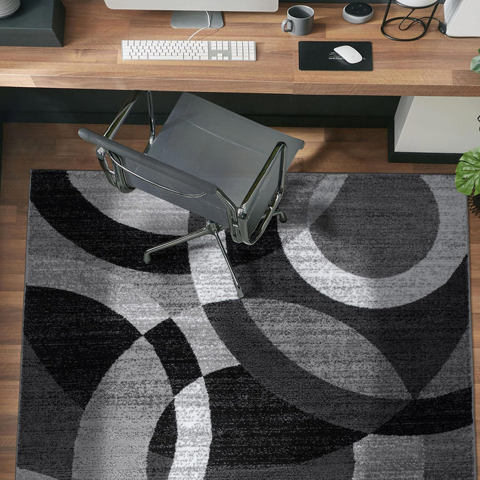 Rugshop Gray Modern Geometric Area Rug, Abstract Circles, High-Traffic, Non-Shedding, for Bedroom, Home Office and Small Living Room, 3'3" x 5'|2 Options