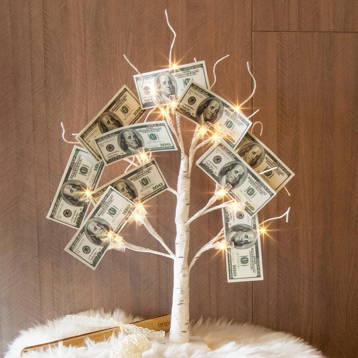 LED Lighted Birch Tree - 2ft Battery Operated Christmas Decor with Timer