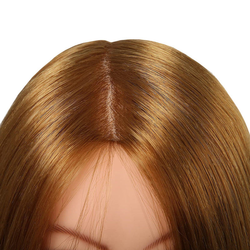 SOPHIRE 26"-28" Long Hair Mannequin Head with 60% Real Hair, Hairdresser Practice Training Head Cosmetology Manikin Doll Head with 9 Tools and Clamp - Golden, Makeup On