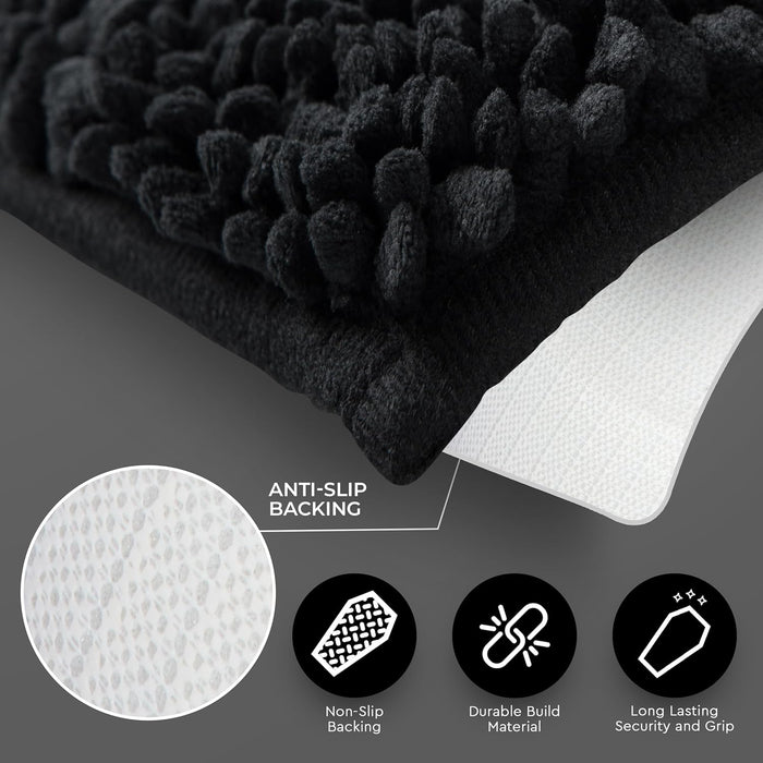 Chenille Coffin Bath Mat - 32x20 Inch Coffin Rug, Soft, Thick, Water Absorbent, Machine Washable with Non-Slip PVC Backing - Spooktacular Gothic Bathroom Mat