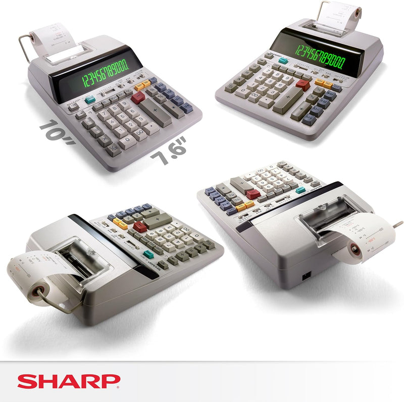 Sharp EL-1801V Ink Printing Calculator, 12-Digit LCD, AC Powered, Off-White, Ideal for Business & Office Use, Easy-to-Read Display & Durable Design