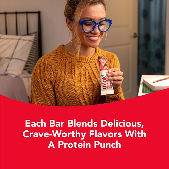 think! Protein Bars, High Protein Snacks, Gluten Free, Kosher Friendly, Chunky Peanut Butter, Nutrition Bars, 2.1 Oz per Bar, 10 Count