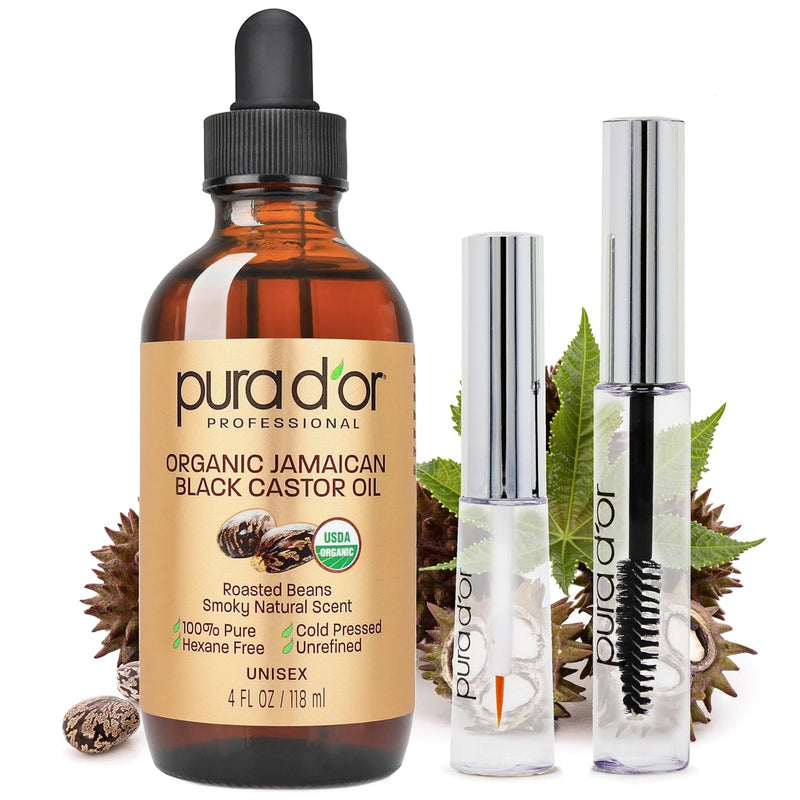 Huile de ricin noire jamaïcaine BIO PURA D'OR 4 oz