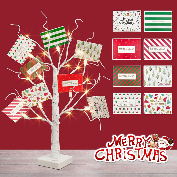 LED Lighted Birch Tree - 2ft Battery Operated Christmas Decor with Timer