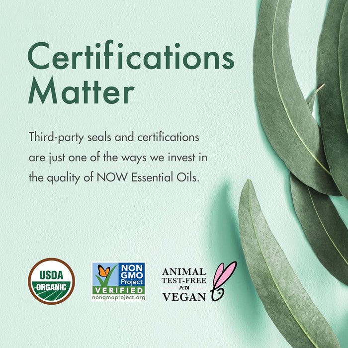 NOW Essential Oils, Organic Lemon Oil, Cheerful Aromatherapy Scent, Cold Pressed, 100% Pure, Vegan, Child Resistant Cap, 1-Ounce