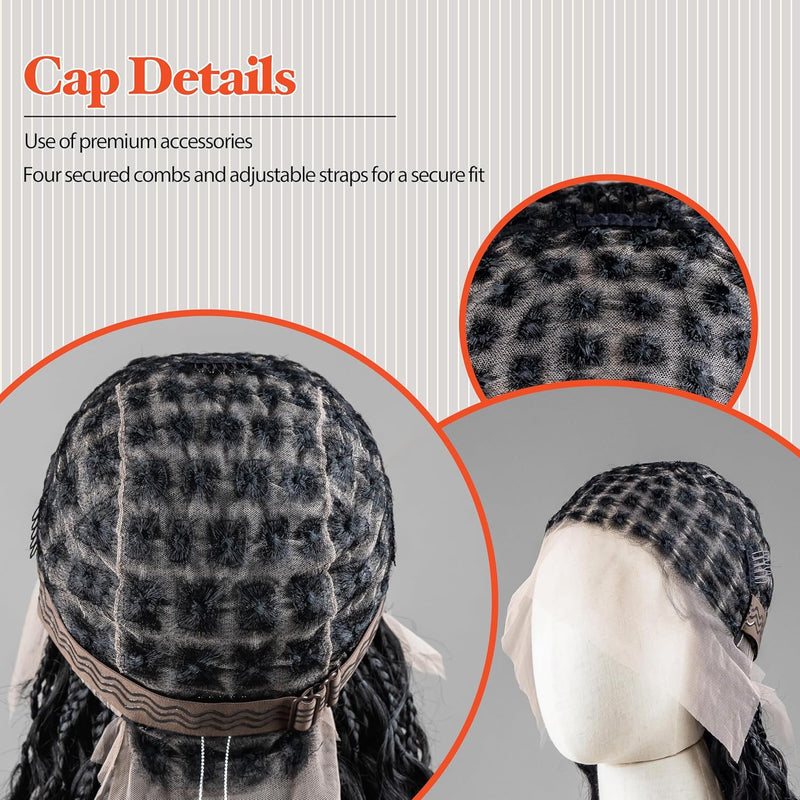 Square Parted Knotless Braided Wigs for Black Women