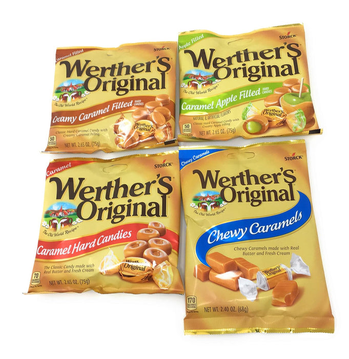 Werthers Bundle (4 Items) Variety Pack (Original Hard Candies|Chewy Caramels|Creamy Caramel FilledCaramel Apple Filled)