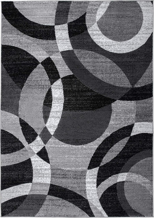 Rugshop Gray Modern Geometric Area Rug, Abstract Circles, High-Traffic, Non-Shedding, for Bedroom, Home Office and Small Living Room, 3'3" x 5'|2 Options