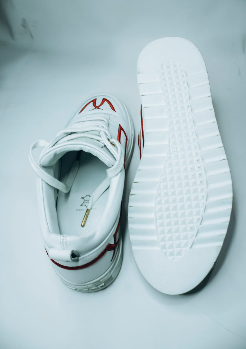 Mason Garments |Torino Leather Embroidery White sneakers.