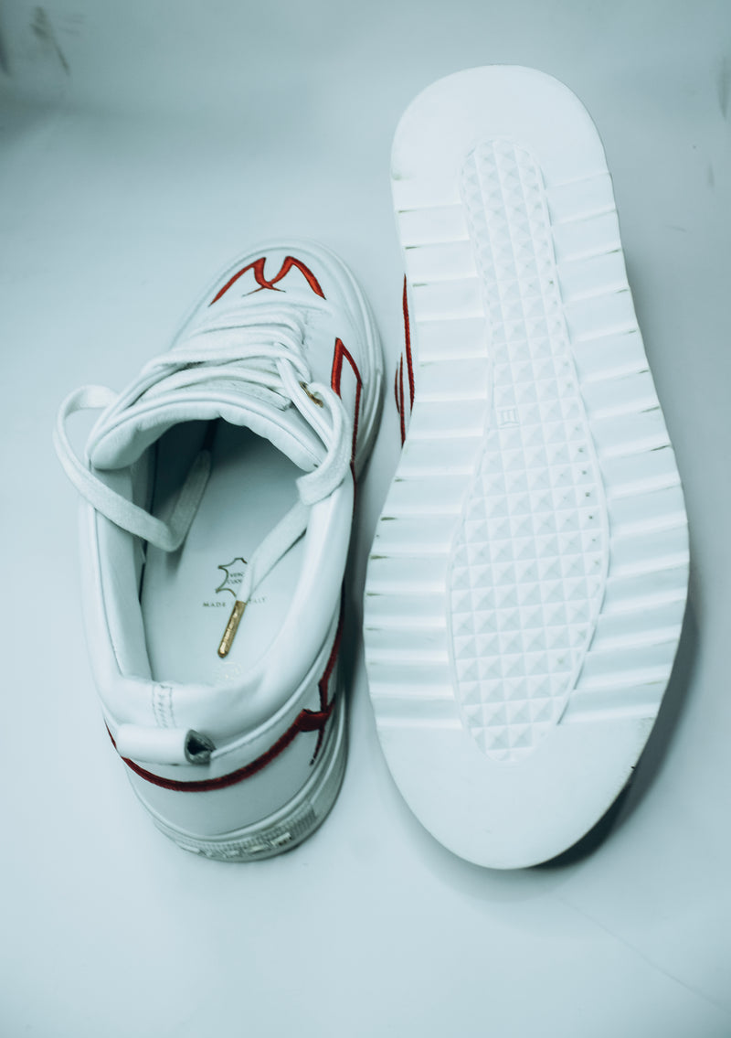 Mason Garments |Torino Leather Embroidery White sneakers.