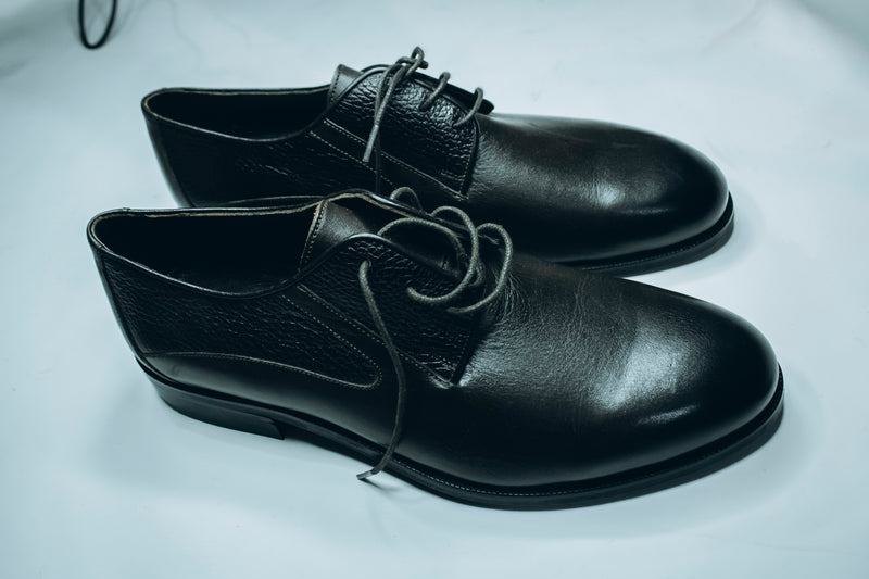 Vardhra Lace Fastening Derby Formal Shoes| Black leather upper and TPR sole