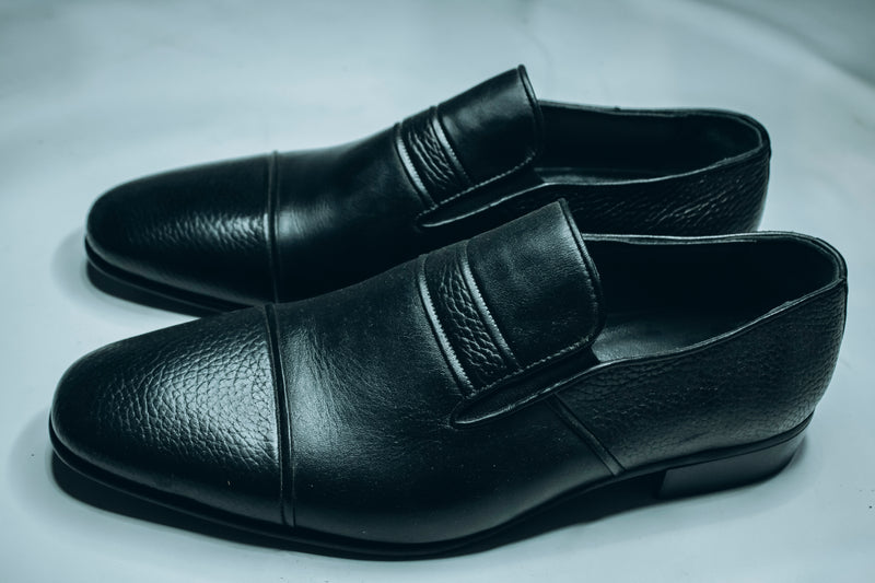 Carlo Moretti black slip-on dress shoes|a style of men's formal footwear