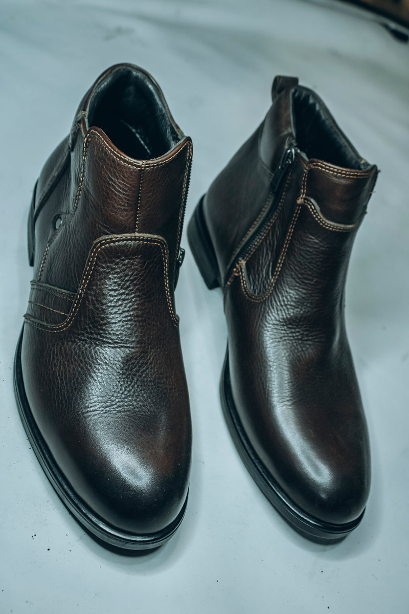 Carlo Morenti brown leather ankle boots|Micropore material| made in Turkey