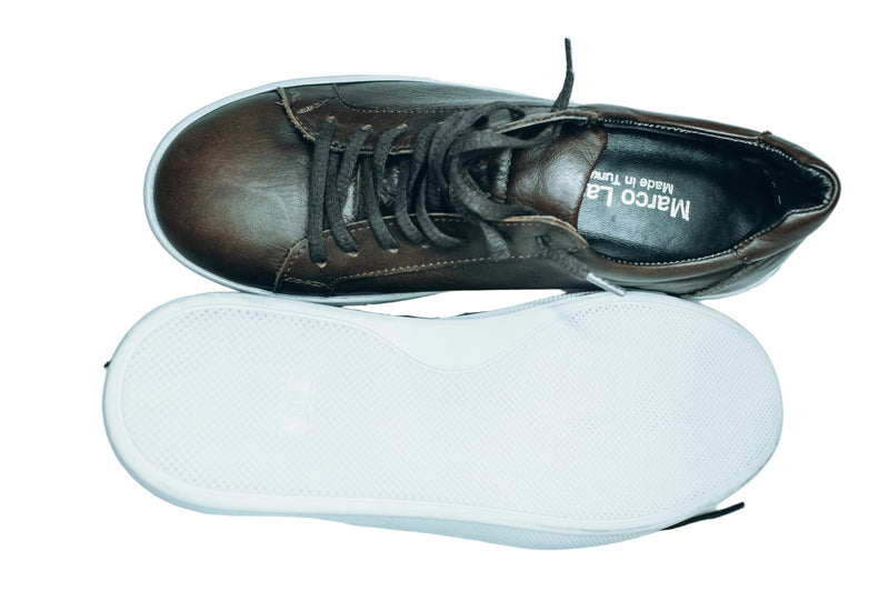 Marco Lazo Dark brown Casual leather sneakers|Suitable for casual outings, office casual, or everyday wear