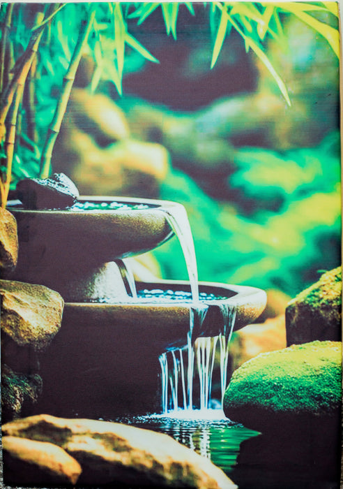 Canvas print of a water fountain and bamboo on a marble surface Canvas Print Wall Art - Small 60 x 30