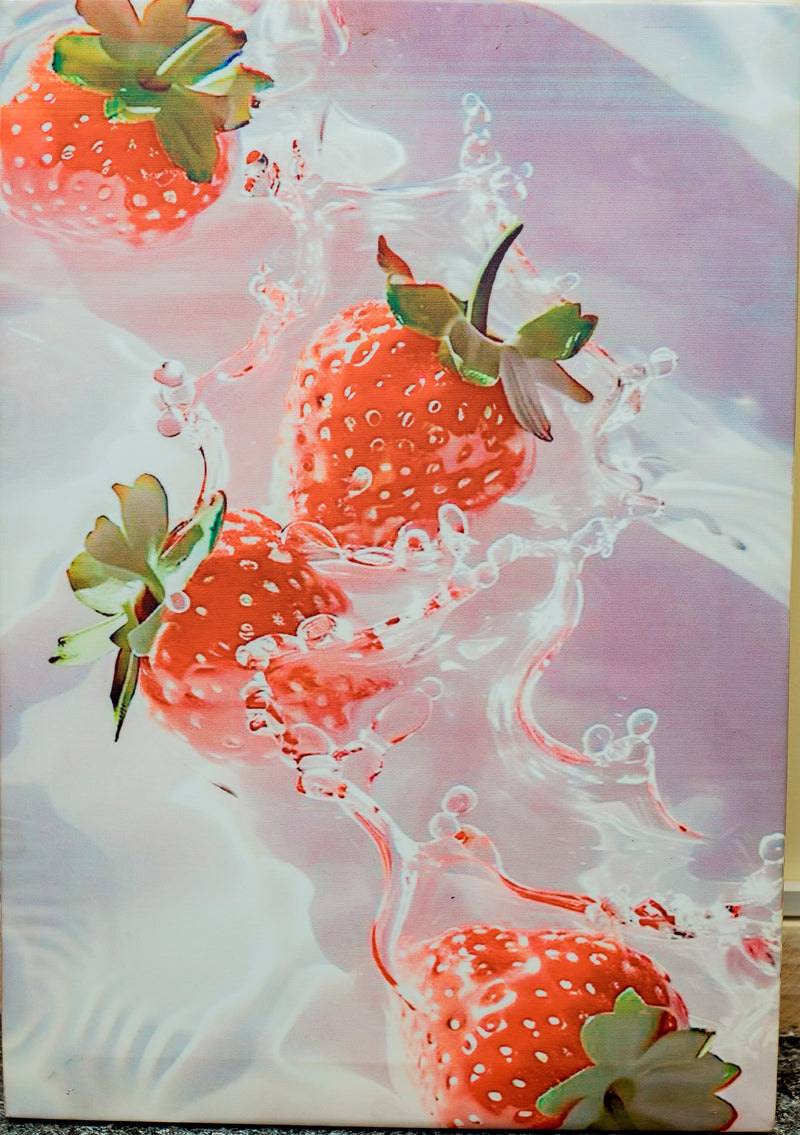 Canvas Wall Art Poster Personalized Pictures print of strawberries with water splash|Modern Art Canvas Painting Framed Artwork Aesthetic Poster for Living Room Bedroom Office Home Decor|60x30