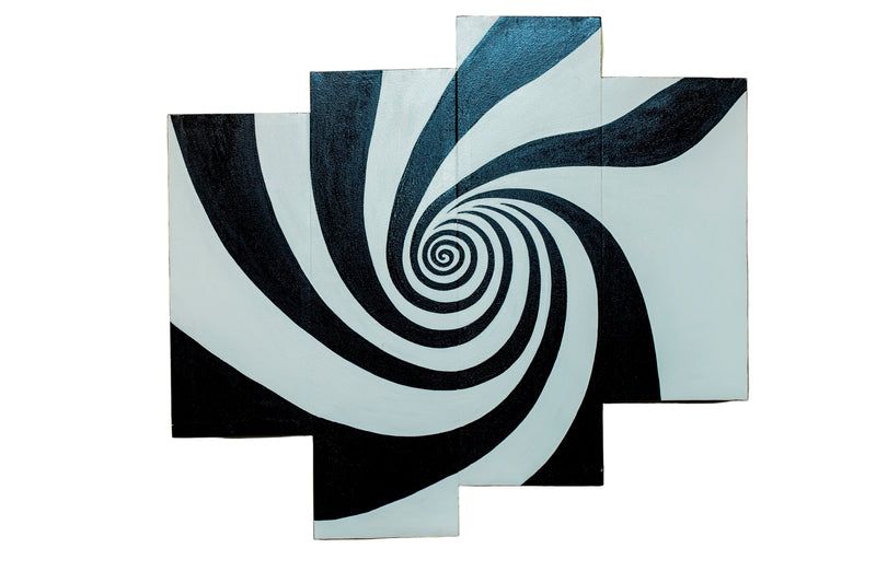 Black and white spiral design|Hypnotic Whirlpool Canvas Print Wall Art - Small 60 x 30