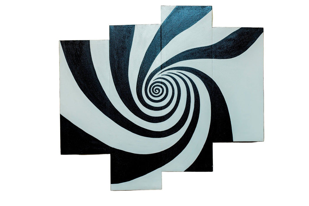 Hypnotic Black & White Spiral Canvas Art - 60x30cm Abstract Print