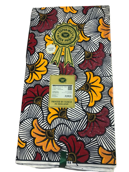 Super-Wax |Block Prints|Fabric with a colorful pattern