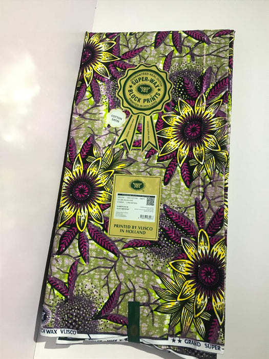 Grand Super-Wax |Printed by VLISCO in Holland|Decorative fabric with floral pattern