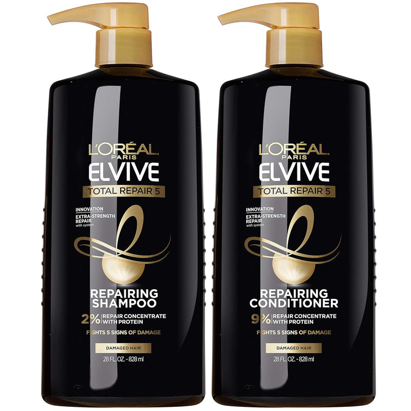 L'Oreal Paris Elvive Total Repair 5 Repairing Shampoo and Conditioner for Damaged Hair|set of 2