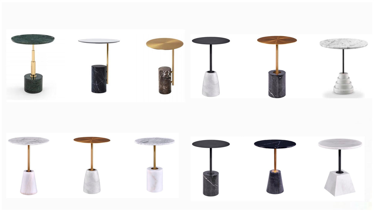 Modern Luxury Metal Travertine Side Table Italian Design Concrete Round Acrylic Marble Round Small Coffee Table for Living Room