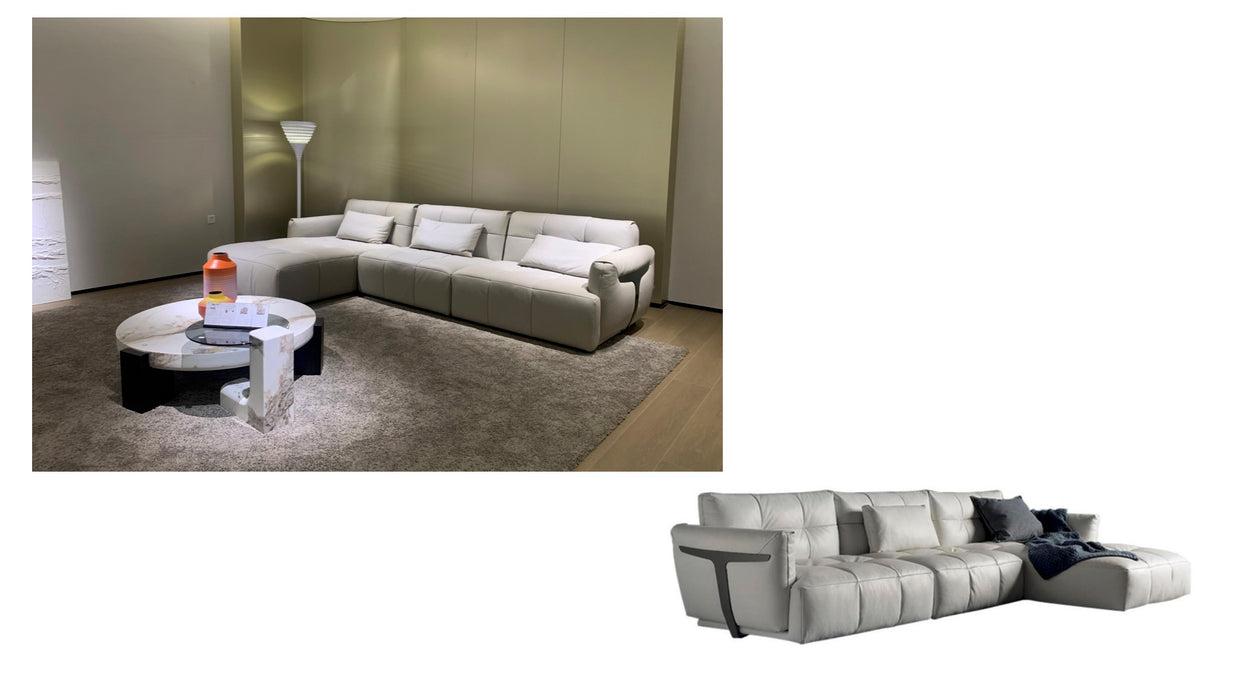 Rising Italian Minimalist Full Top-layer Cowhide Genuine Leather Sofa for Modern Large-sized Living Room and Light Luxury Style